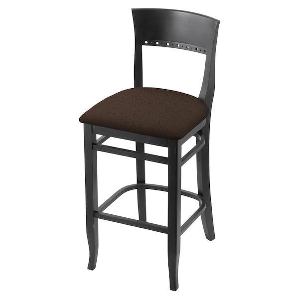 25" Counter Stool, Black Finish, Rein Coffee Seat
